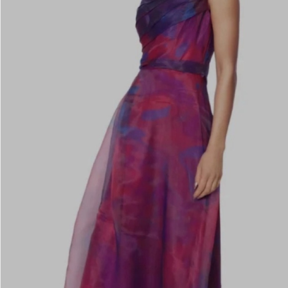 Beautiful Rene Ruiz Red and Blue One Shoulder Sleeveless Gown